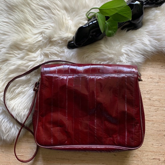 Cranberry Red Eel Leather Clutch/Crossbody - Picture 3 of 8